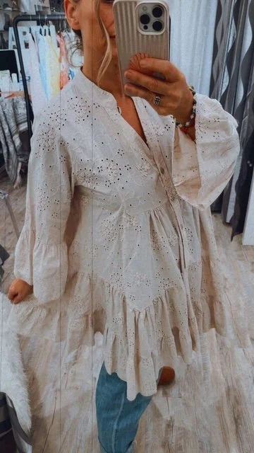 ROBE EN BRODERIE ANGLAISE BEIGE