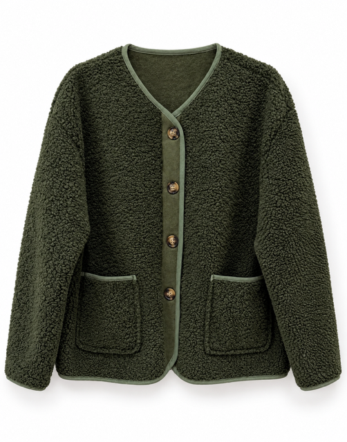 VESTE BOUCLETTE KAKI