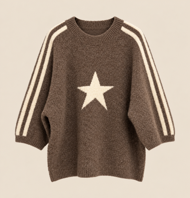 PULL ETOILE TAUPE