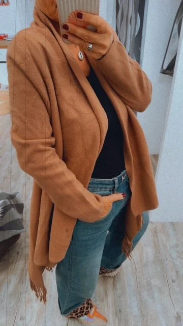 GILET FRANGES CARAMEL