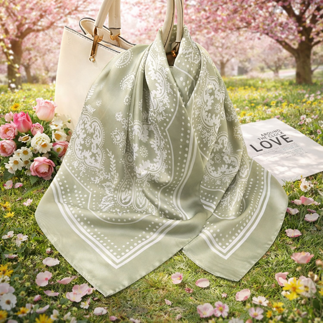 FOULARD BANDANA VERT AMANDE