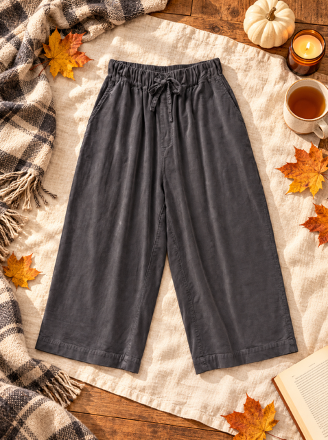 PANTALON MAGIQUE EN VELOURS LISSE GRIS