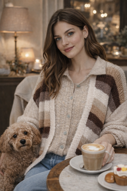 GILET RAYE CHOCO / BEIGE