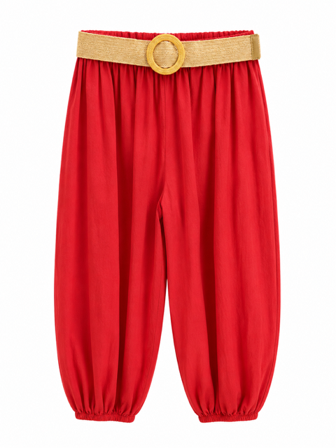 PANTALON BALLON ROUGE + CEINTURE