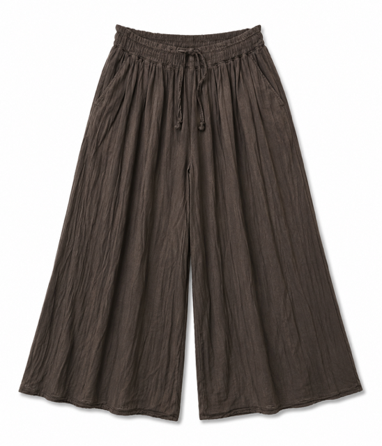 PANTALON EN VOILE DE COTON CHOCOLAT