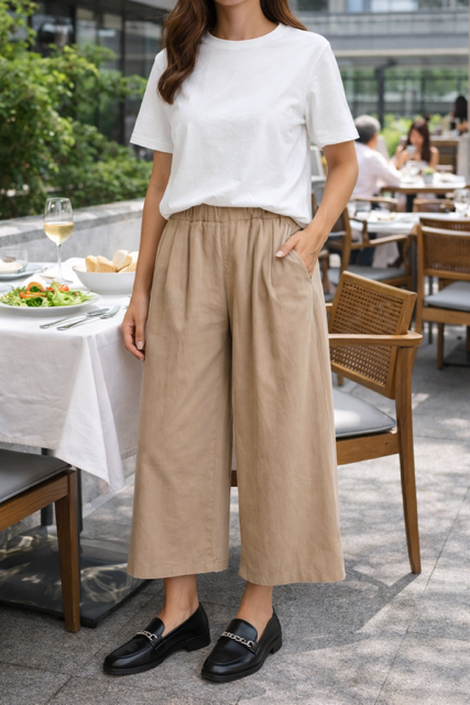 PANTALON LARGE EN COTON SAFARI