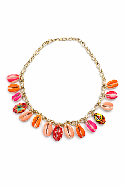 COLLIER COQUILLAGE CORAIL CHAINE ACIER INOXYDABLE