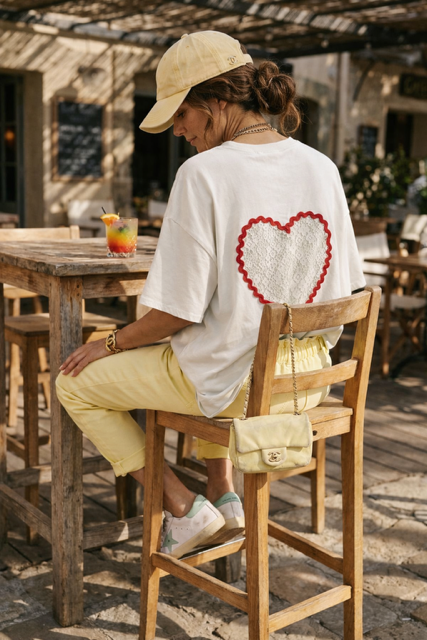 TEESHIRT COEUR DENTELLE BLANC