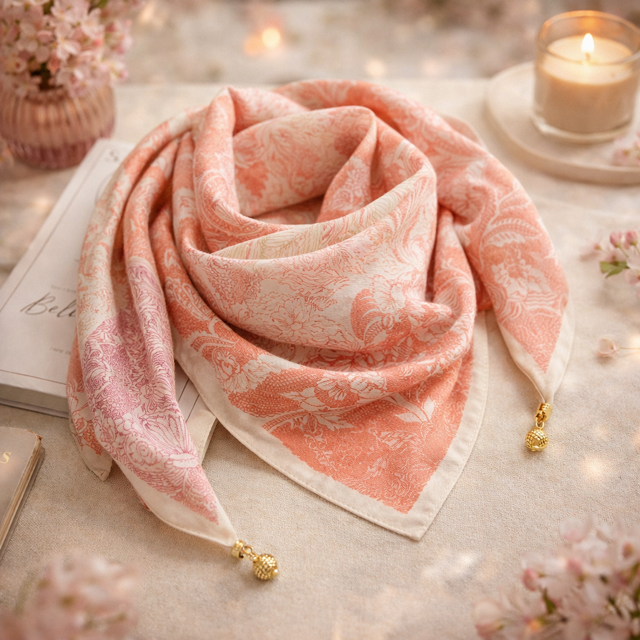 FOULARD ROSE FERMETURE A CLIP