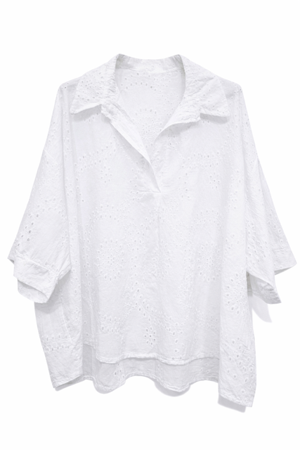 BLOUSE EN BRODERIE ANGLAISE BLANCHE