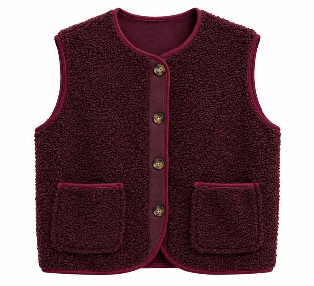 GILET SANS MANCHES BOUCLETTE  BORDEAUX