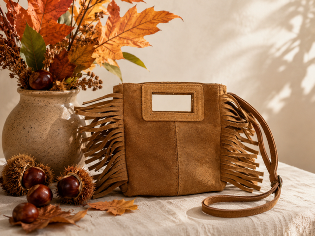 SAC FRANGES EN CUIR PETIT MODEL CARAMEL