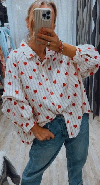 CHEMISE EN GAZE DE COTON COEUR ROUGE