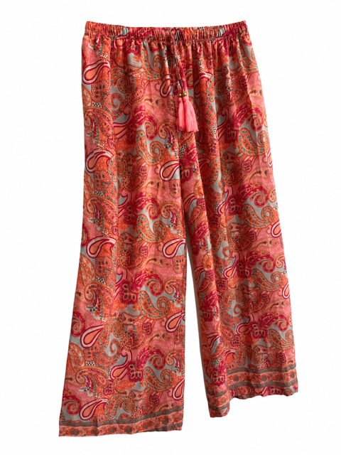 PANTALON EN SOIE CORAIL