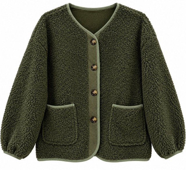 VESTE BOUCLETTE KAKI