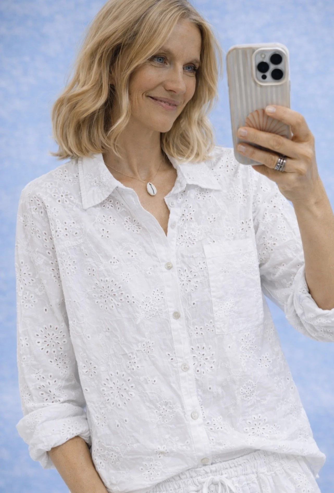 CHEMISE EN BRODERIE ANGLAISE BLANCHE