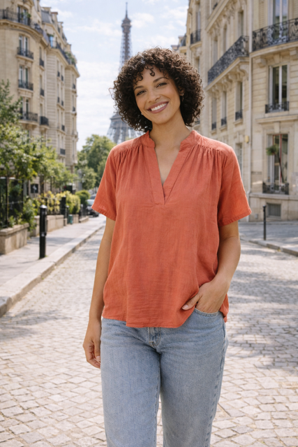 BLOUSE EN VOILE DE COTON ROSETTO