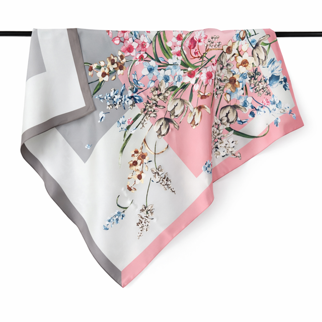 FOULARD FLEURS ROSE
