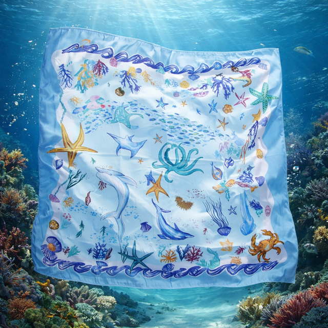 FOULARD SOUS L'OCEAN BLEU