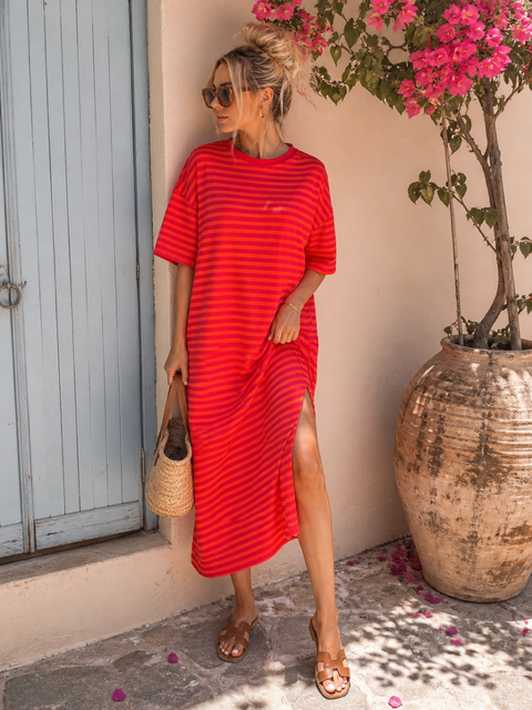 ROBE TEESHIRT ORANGE / FUSHIA