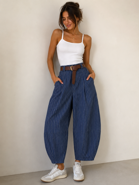 PANTALON BARREL + CEINTURE