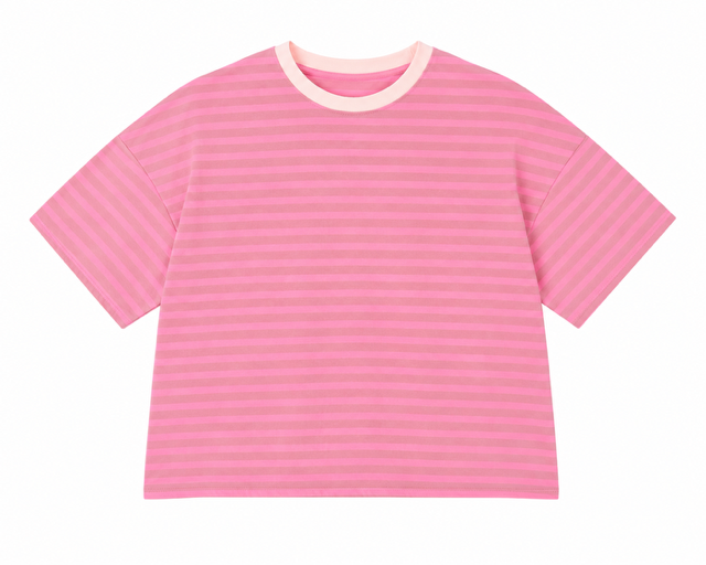 TEESHIRT RAYE VIEUX ROSE / ROSE