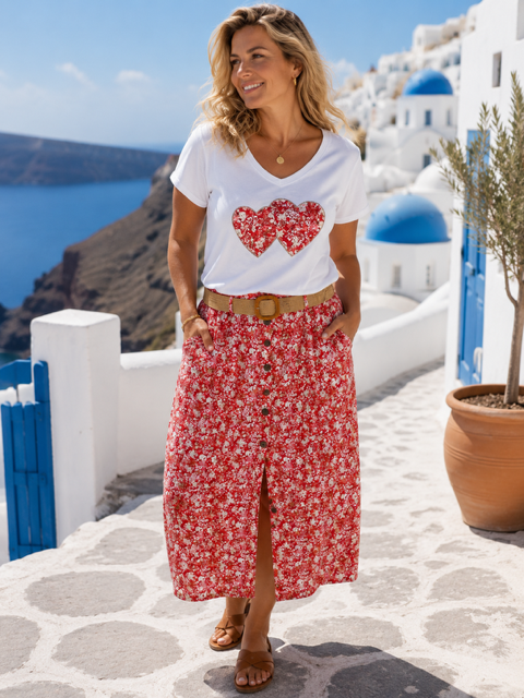 TEESHIRT COEUR ROUGE GRANDE TAILLE