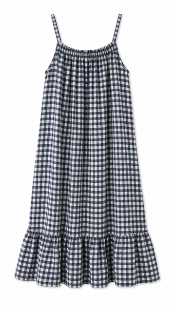 ROBE LONGUE BRETELLES VICHY MARINE