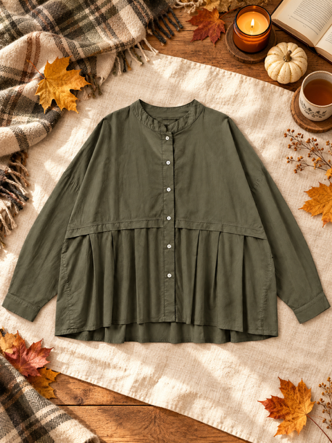 CHEMISE OVERSIZE EN POPELINE KAKI