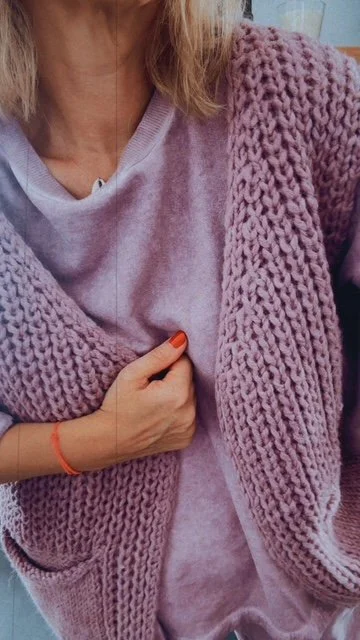 GILET TRICOT ROSE VINTAGE