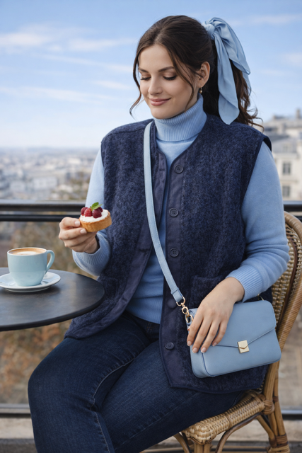 GILET OVERSIZE EN FEUTRINE MARINE