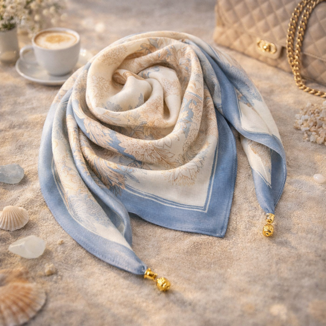 FOULARD BLEU JEANS FERMETURE CLIP