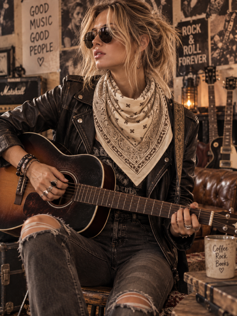CHECHE FOULARD BANDANA BEIGE