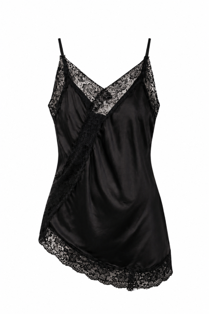 DEBARDEUR CHOCOLAT DENTELLE NOIRE