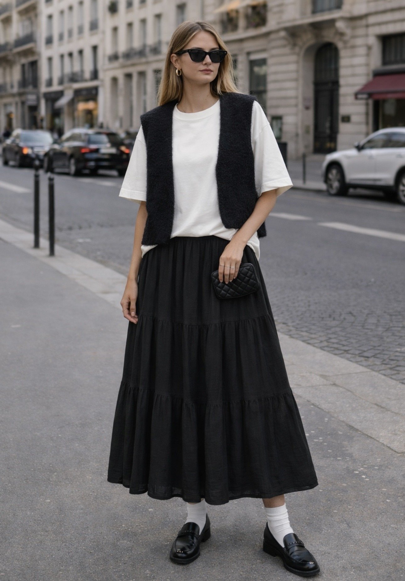 JUPE EN GAZE DE COTON NOIRE