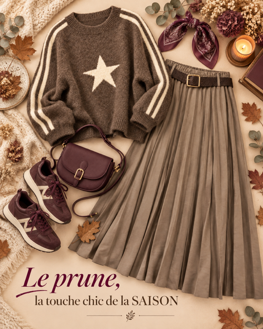 JUPE LONGUE PLISSEE TAUPE + CEINTURE