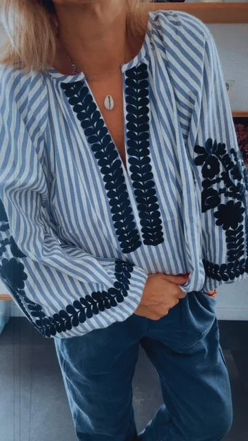 BLOUSE FLEURS MARINE TAILLE 36