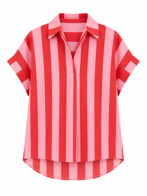 BLOUSE RAYEE ROSE / ROUGE