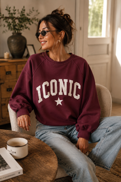 SWEAT ICONIC BORDEAUX / BLANC