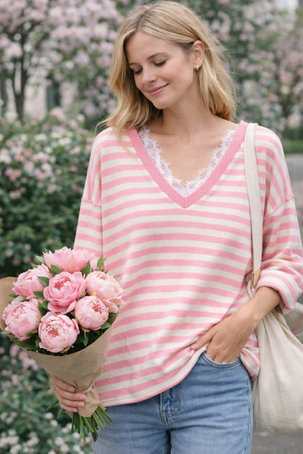 SWEAT RAYE ROSE DENTELLE