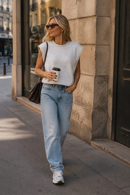 SWEAT SANS MANCHES LOLA  GRIS