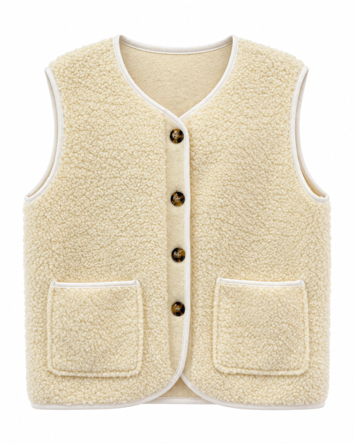 GILET SANS MANCHES BOUCLETTE VANILLE