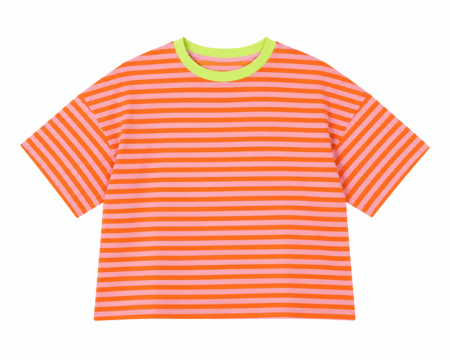 TEESHIRT RAYE ROSE / ORANGE