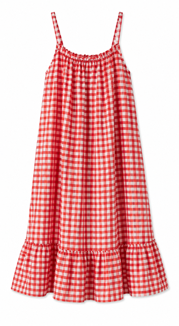 ROBE LONGUE BRETELLES  VICHY ROUGE