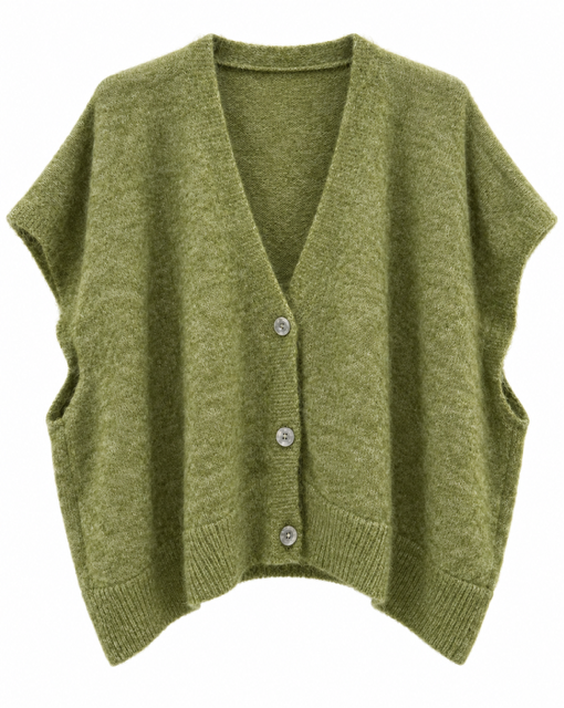 GILET TOUT DOUX KAKI CLAIR