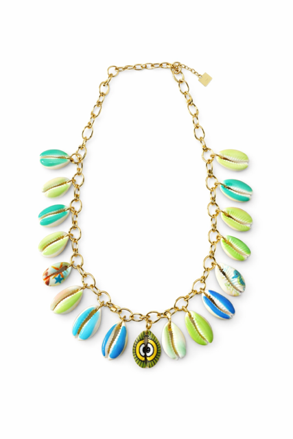 COLLIER COQUILLAGES BLEU / VERT