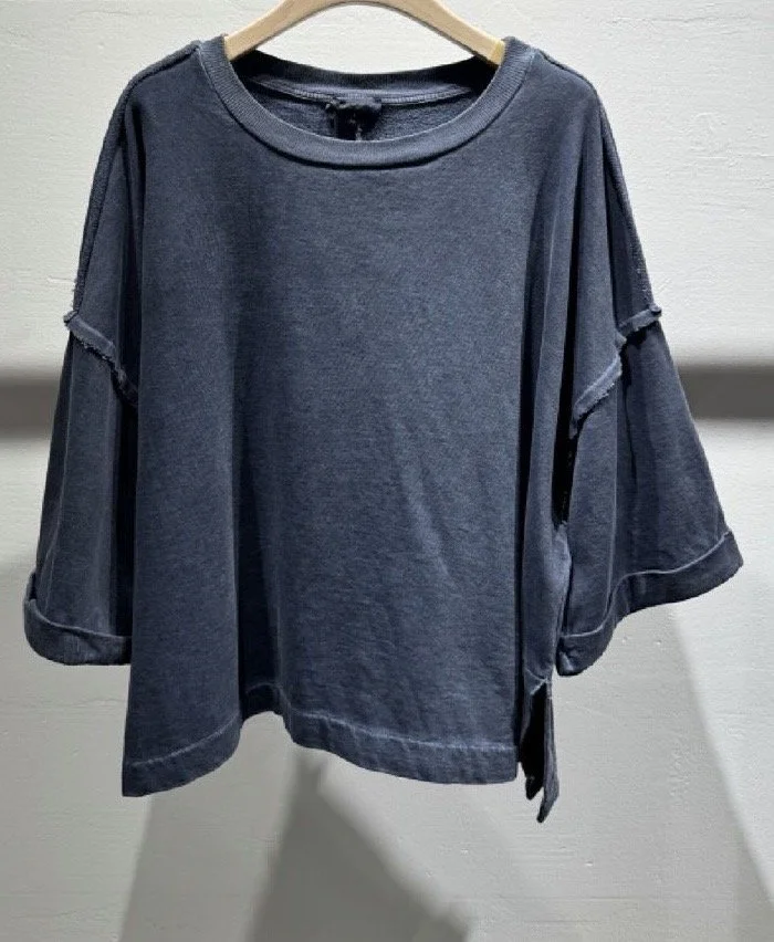 SWEAT COTON VINTAGE BLEU MARINE