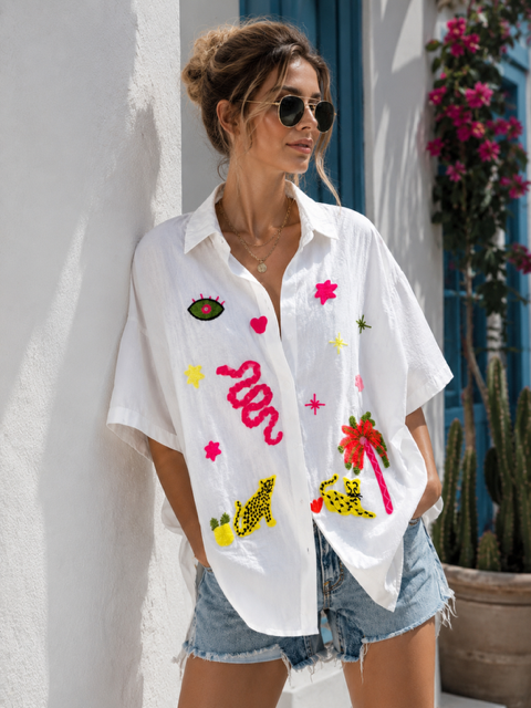 CHEMISE BLANCHE BRODERIES