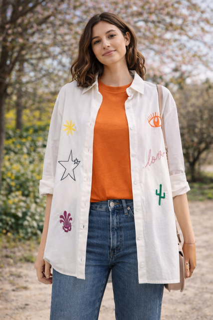 CHEMISE BLANCHE BRODERIES