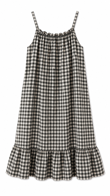 ROBE LONGUE BRETELLES VICHY CHOCOLAT